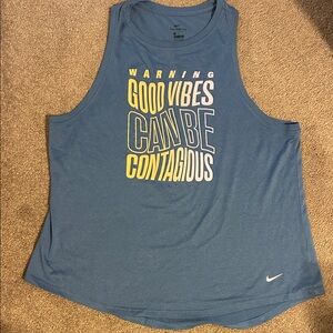 Nike Women's Blue Muscle Tee with Motivational Print